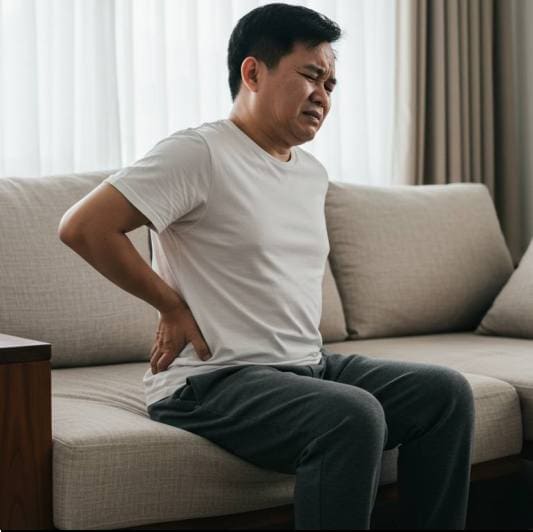 경방 궁하탕 효능, 허리아픈 중년 남성 사진