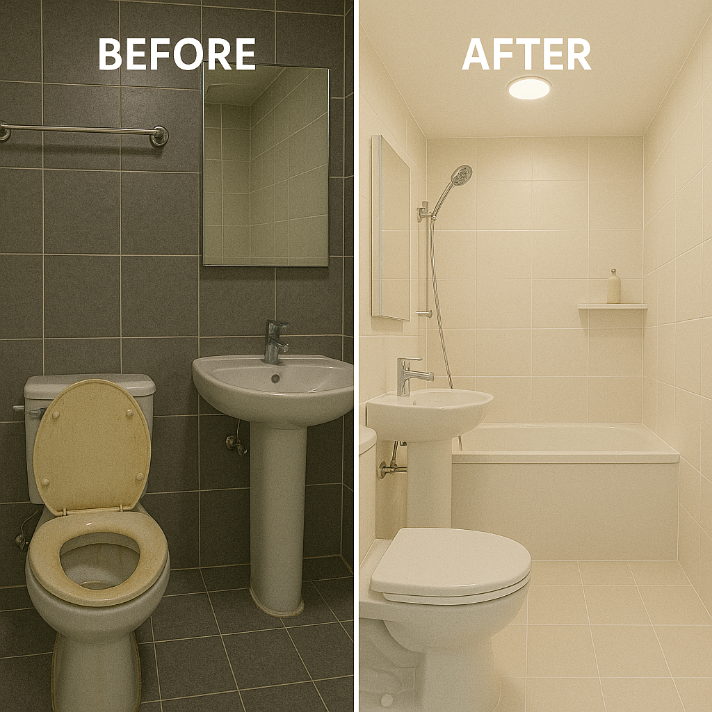 욕실 Before & After – “철거 없이 바꾼 욕실, 가능하다