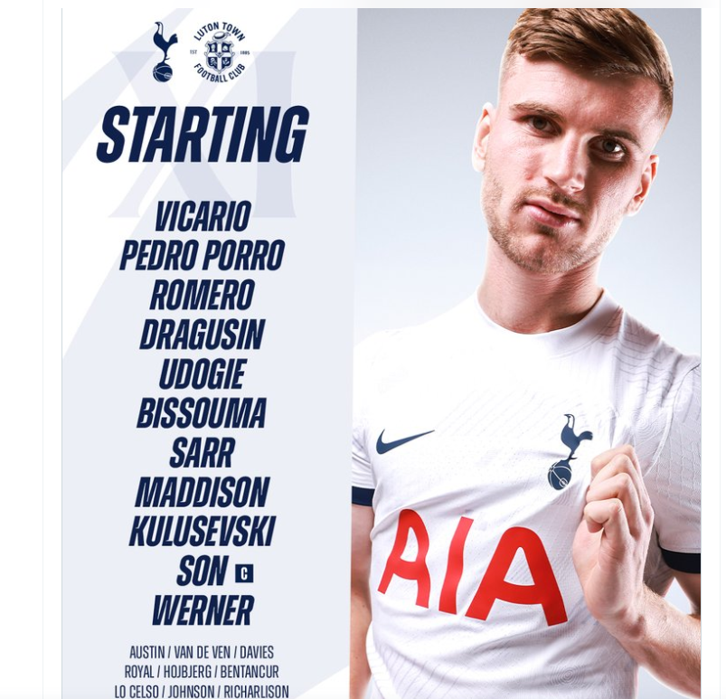 토트넘 루턴타운 선발라인업