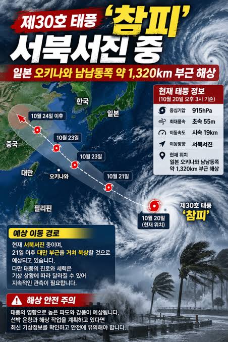 태풍 경로 참피 북상