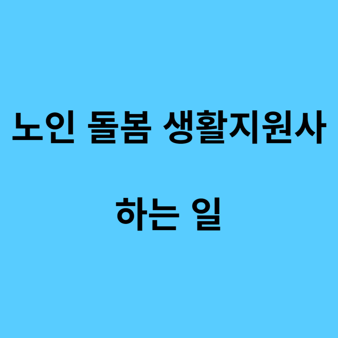 노인 돌봄 생활지원사 하는 일
