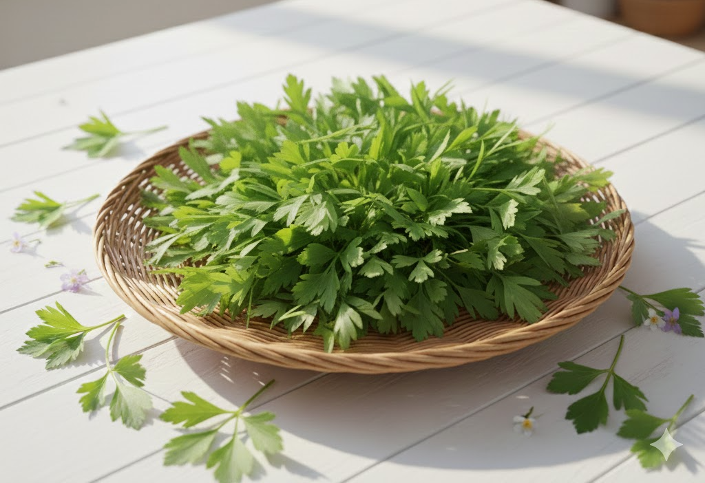 여성 건강과 혈액 순환에 좋은 비타민 풍부한 신선한 봄 쑥