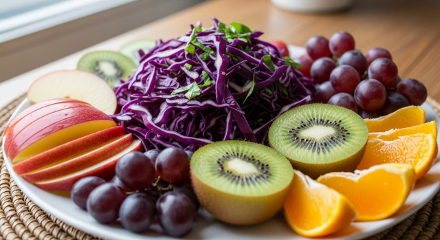 신선한 채소와 과일 클로즈업