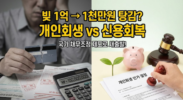 "감당 안 되는 빚, 국가 제도로 90% 탕감받는 법 (개인회생 vs 신용회복)"