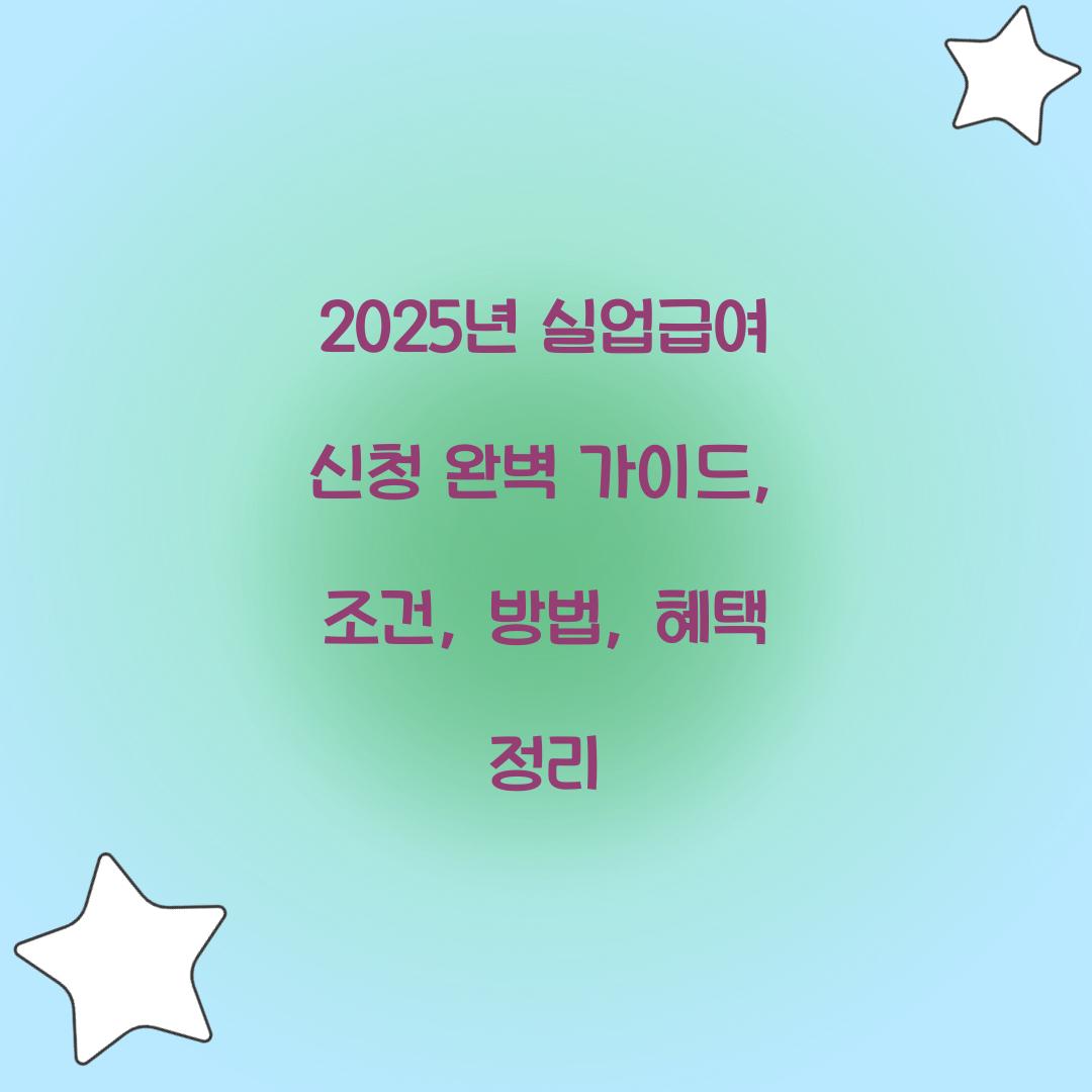 2025년 실업급여 신청 완벽 가이드
