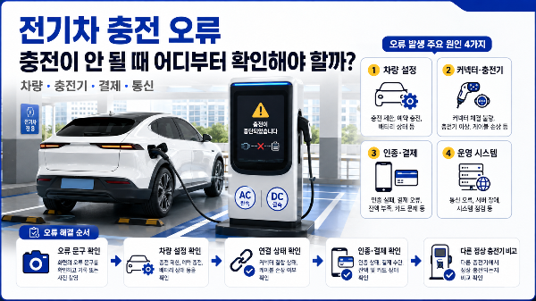 전기차 충전 오류의 원인과 확인 순서를 정리한 안내 이미지