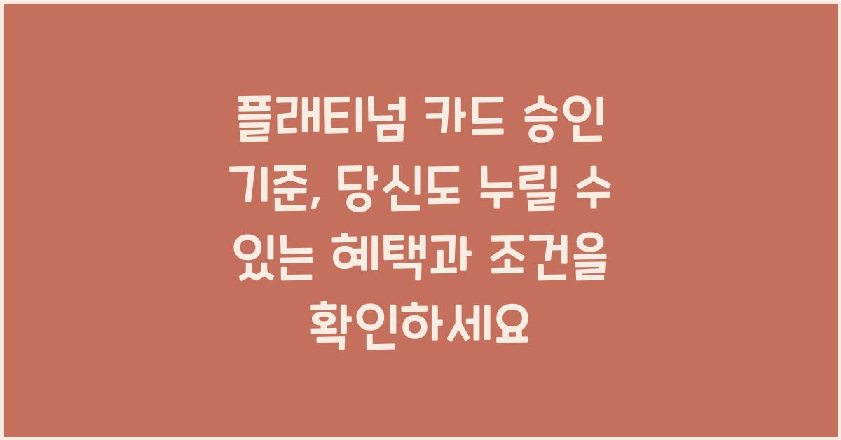 플래티넘 카드 승인 기준