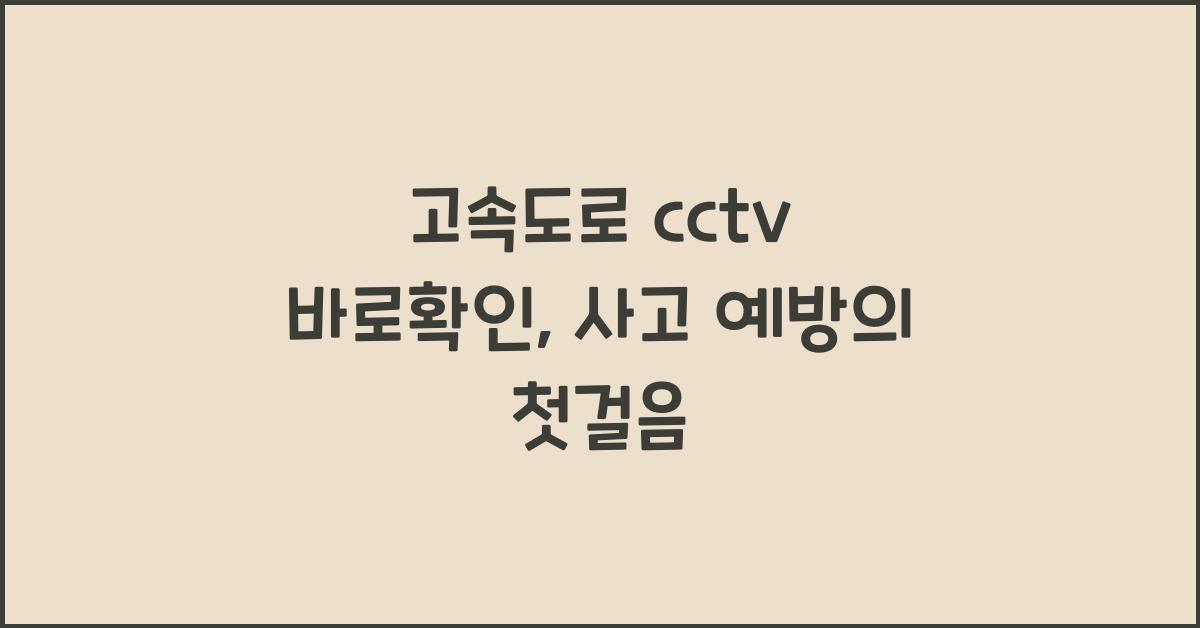 고속도로 cctv 바로확인