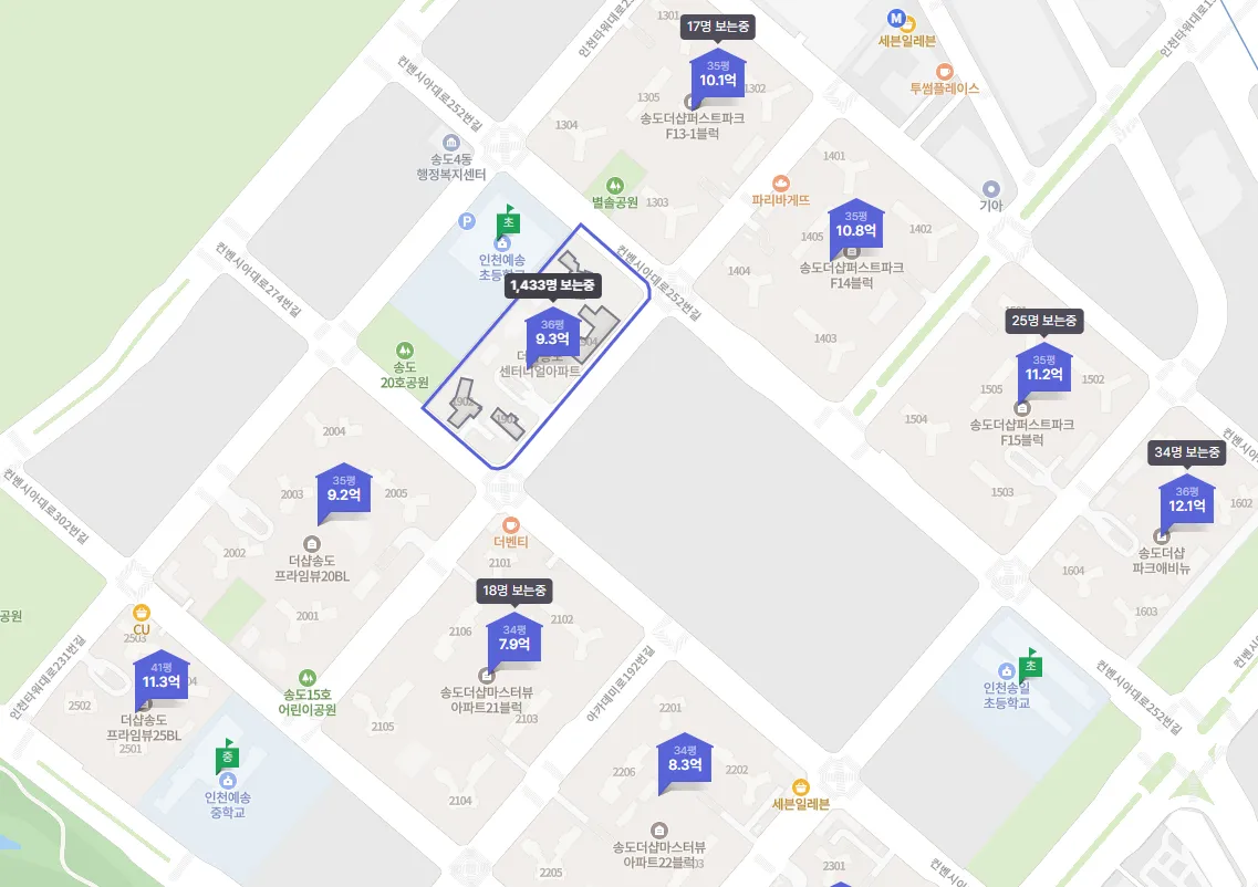 더샵 송도센터니얼 무순위 청약세대 위치