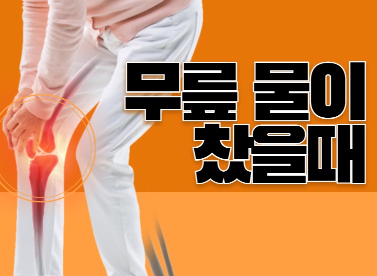 무릎에 물이찼을때 아픈 모습