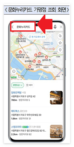 문화누리카드 가맹점 조회방법(@문화누리카드 홈페이지)