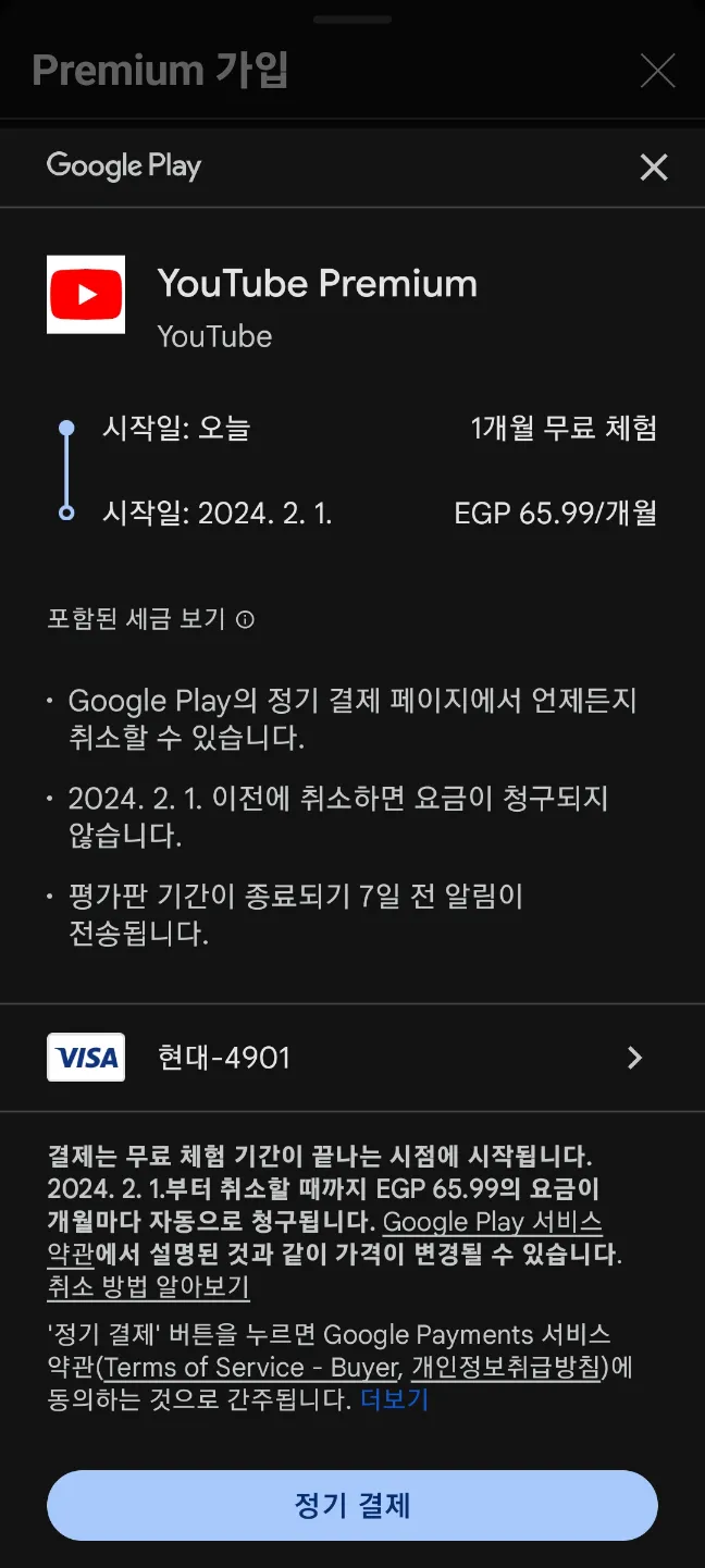 YouTube Premium 가입
