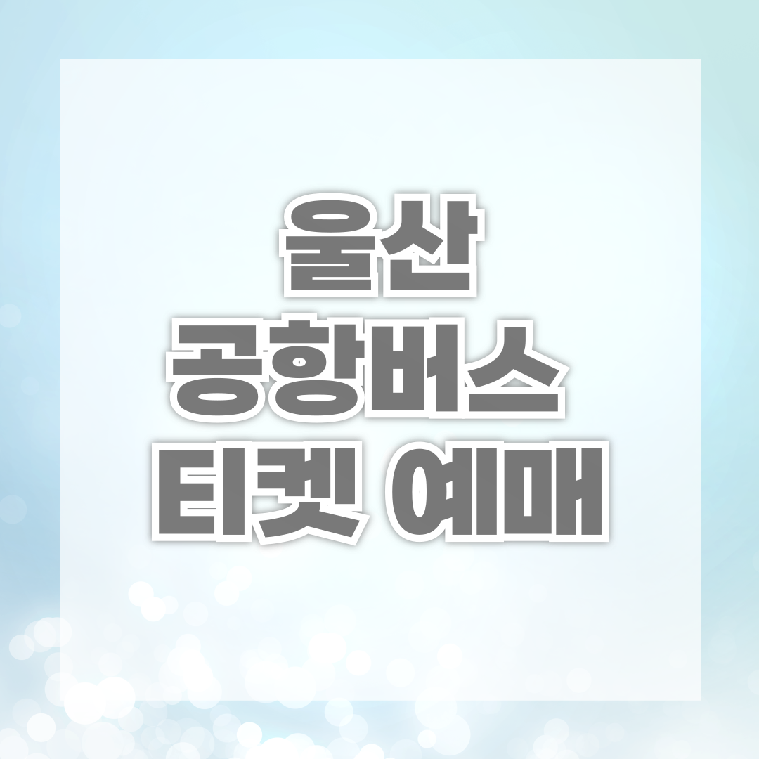 울산 공항버스 티켓 예매