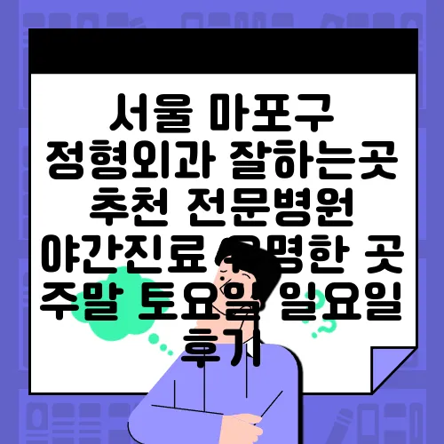서울 마포구 정형외과 잘하는곳 추천 전문병원 야간진료 유명한 곳 주말 토요일 일요일 후기