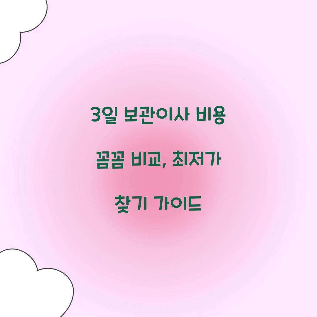 3일 보관이사 비용