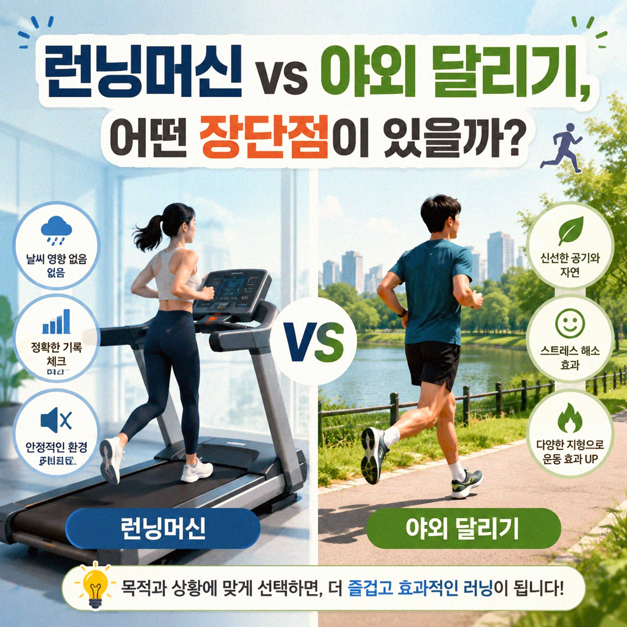 런닝머신 vs 야외 달리기, 무엇이 나에게 맞을까