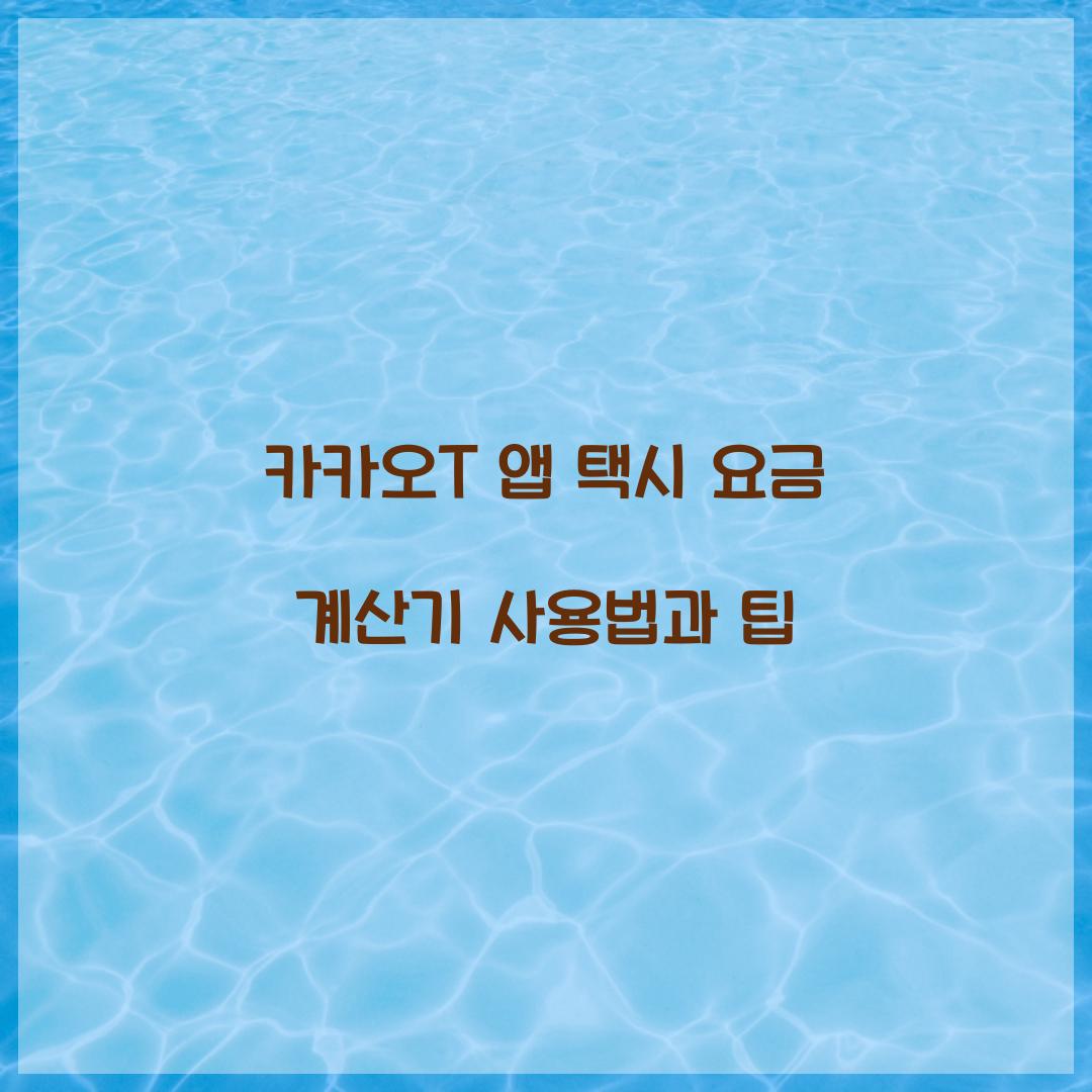 카카오T 앱 택시 요금 계산기