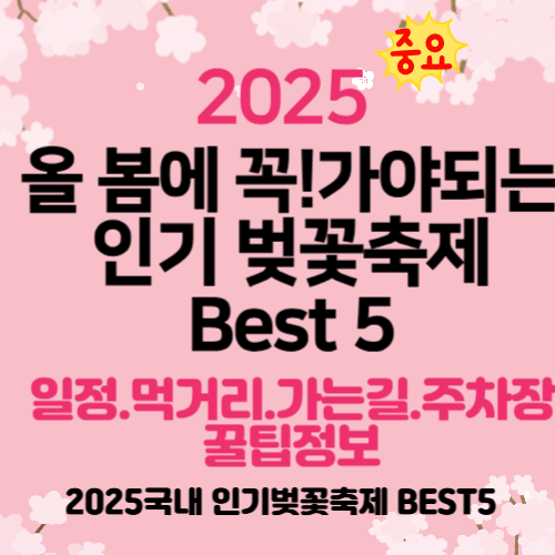 2025 올봄에 꼭 가야되는 인기 벚꽃축제 베트스5