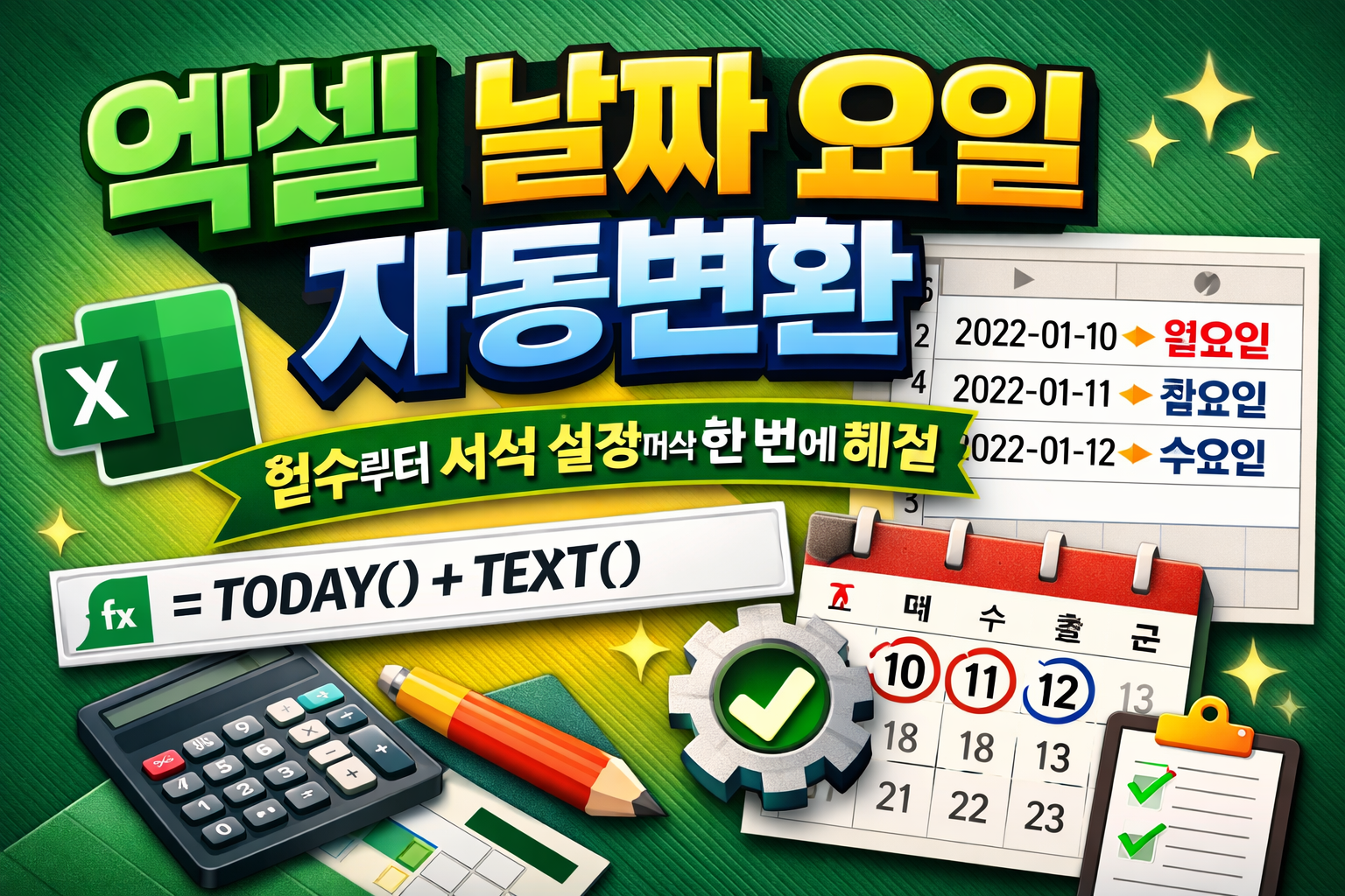 엑셀 날짜 요일 자동변환
