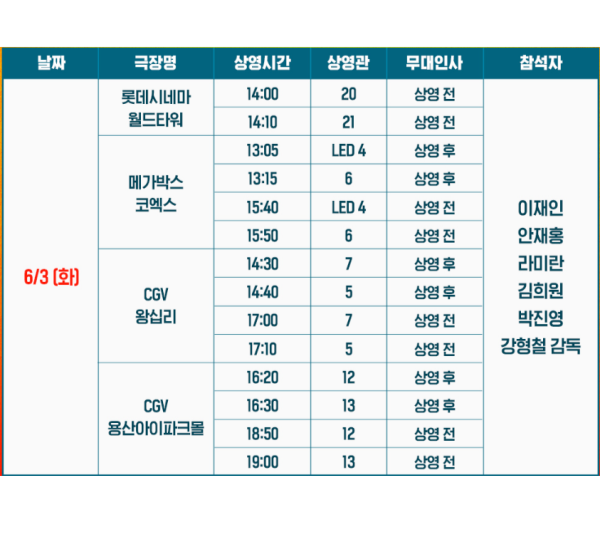 하이파이브 영화 무대인사 일정