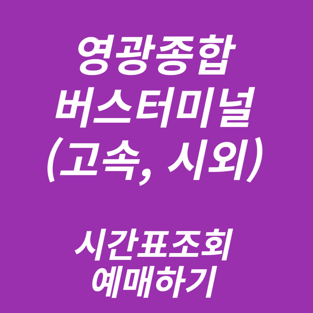 영광종합버스터미널 시간표조회, 예매