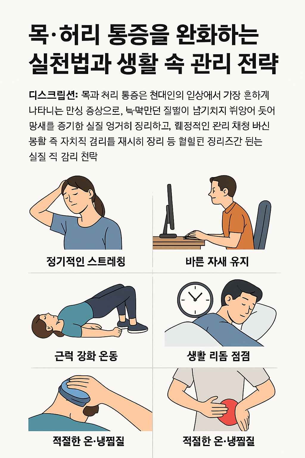 목, 허리 통증을 완화하는 실천 방법과 관리 방법