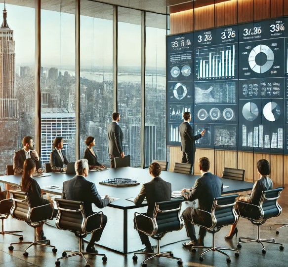 금융그룹 비용관리 회의하는 이미지