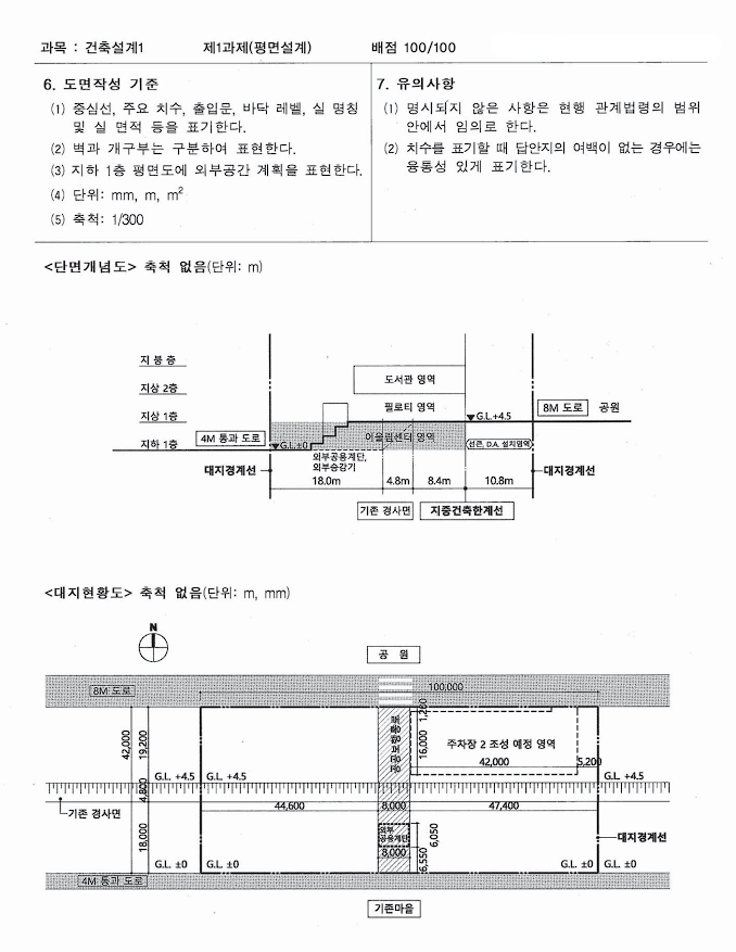 2026년 건축사 자격시험 - 2교시 평면설계 '어울림센터와 도서관' 분석