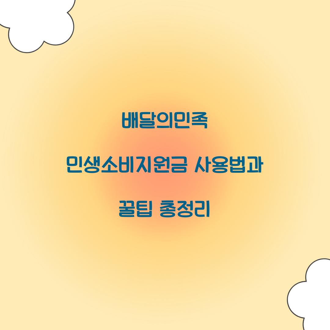 배달의민족 민생소비지원금