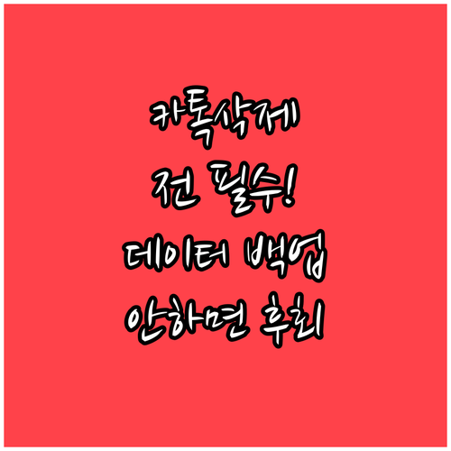 카카오톡 재설치 전 반드시 확인해야 ..