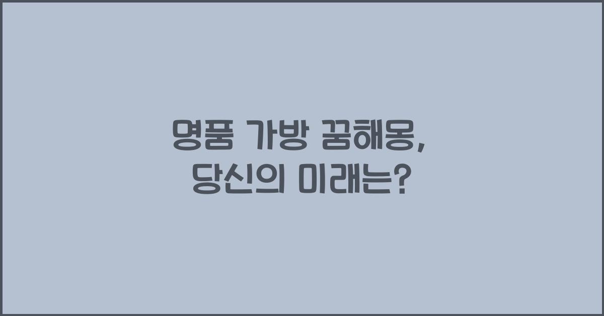 명품 가방 꿈해몽