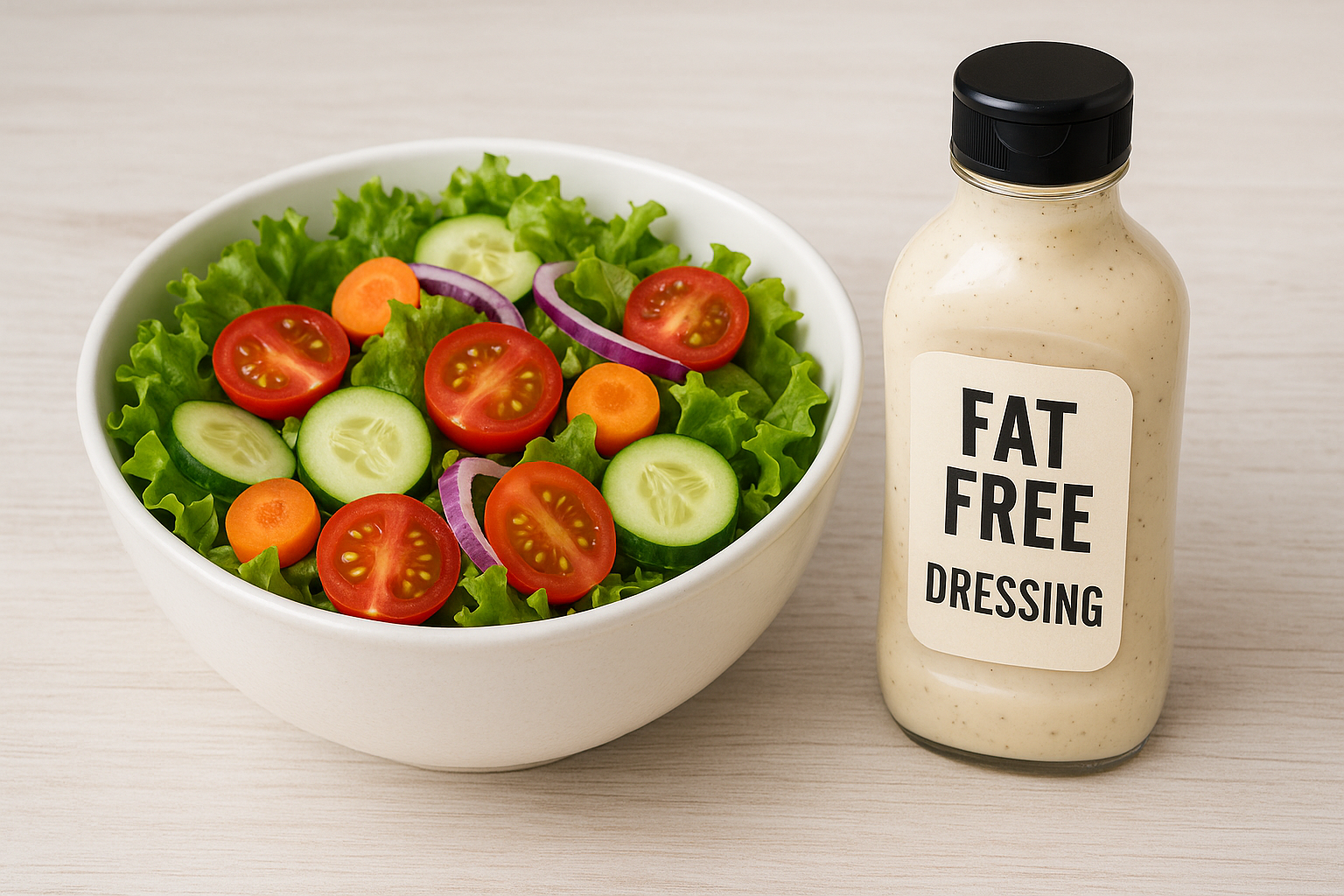 샐러드에 무지방 드레싱