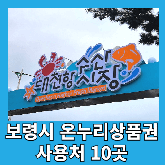 충남 보령시 온누리상품권 사용처 10곳 구매 방법 할인율 보령사랑상품권