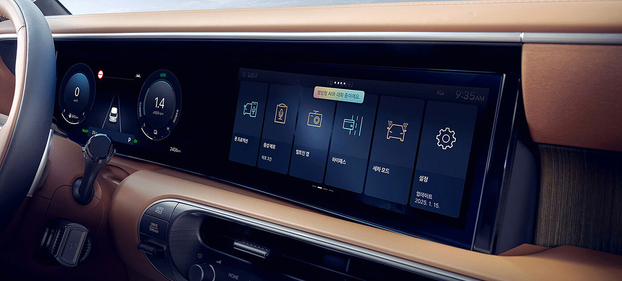 팰리세이드 하이브리드 내부 인테리어 디스플레이어