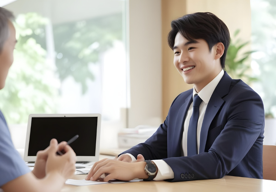 세일즈포스를 이용하는 영업사원 이미지