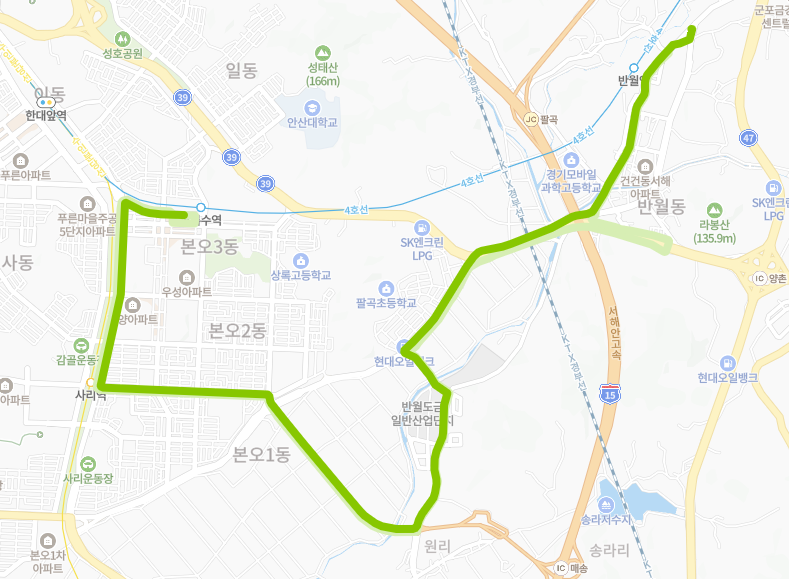 안산-90번-버스-노선-지도