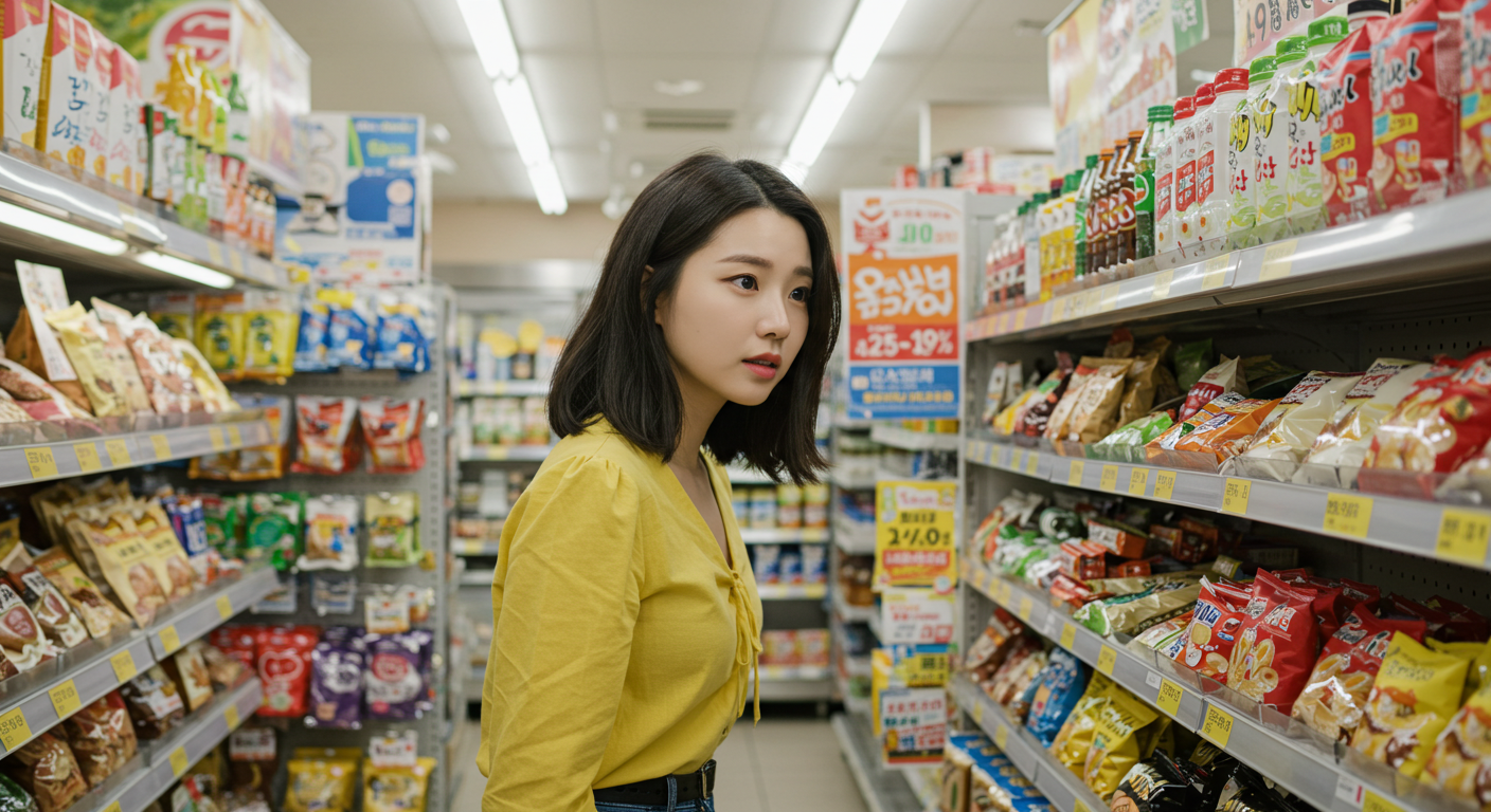 편의점 구경중인 한국인