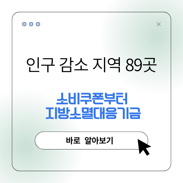 인구 감소 지역 89곳, 소비쿠폰부터 지방소멸대응기금