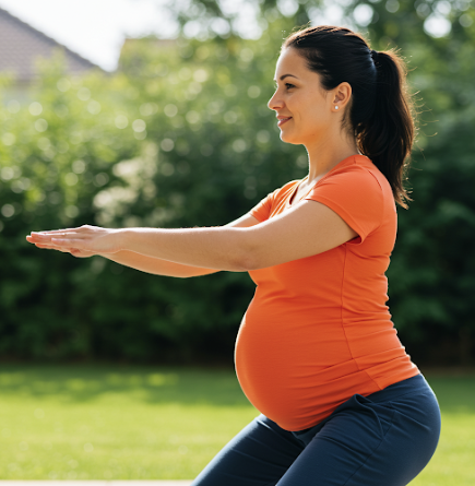 근력 운동을 하고 있는 임산부