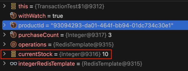 break point 지점의 현재 상태
