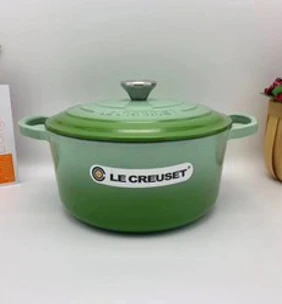 프랑스 LeCreuse 주철 t-에나멜 냄비 스튜 냄비 24cm 22cm 원형 수프 냄비 다기능 밥솥&#44; 초록&#44; 1개