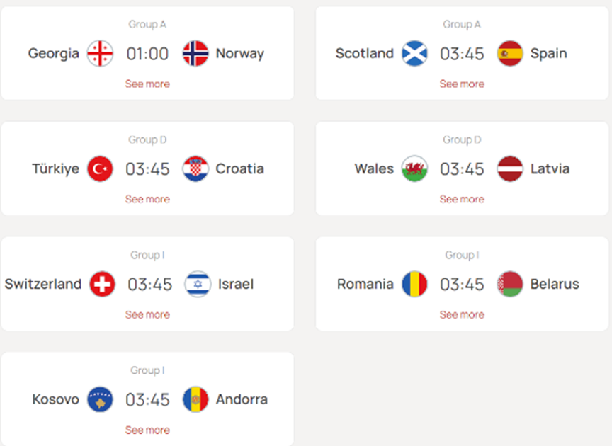 UEFA 유로 2024 예선 매치데이2 경기 일정