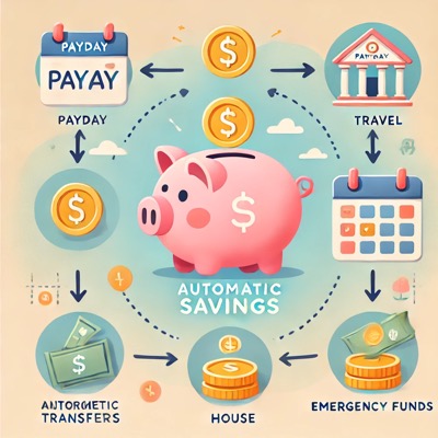 자동저축을 표현한 일러스트