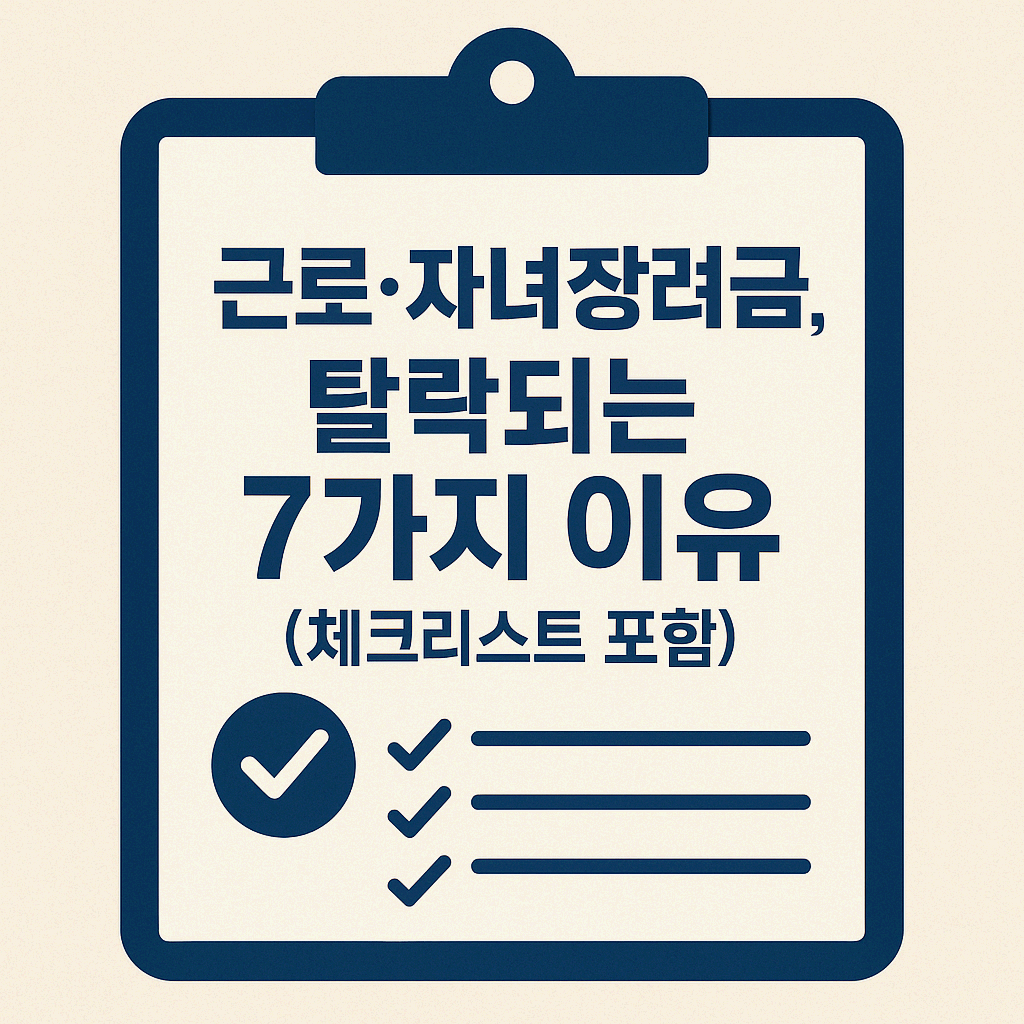 근로, 자녀장녀금, 탈락되는 7가지 이유(체크리스트 포암