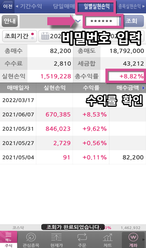 수익률 확인하기