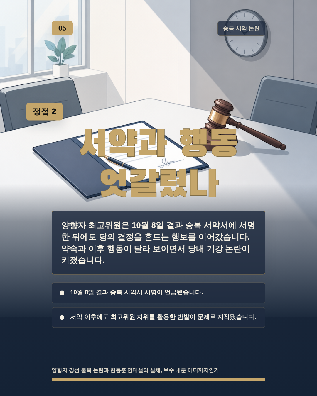 서약과 행동 엇갈렸나