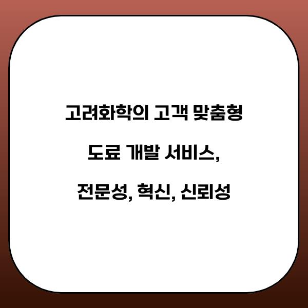 고려화학의 고객 맞춤형 도료 개발 서비스