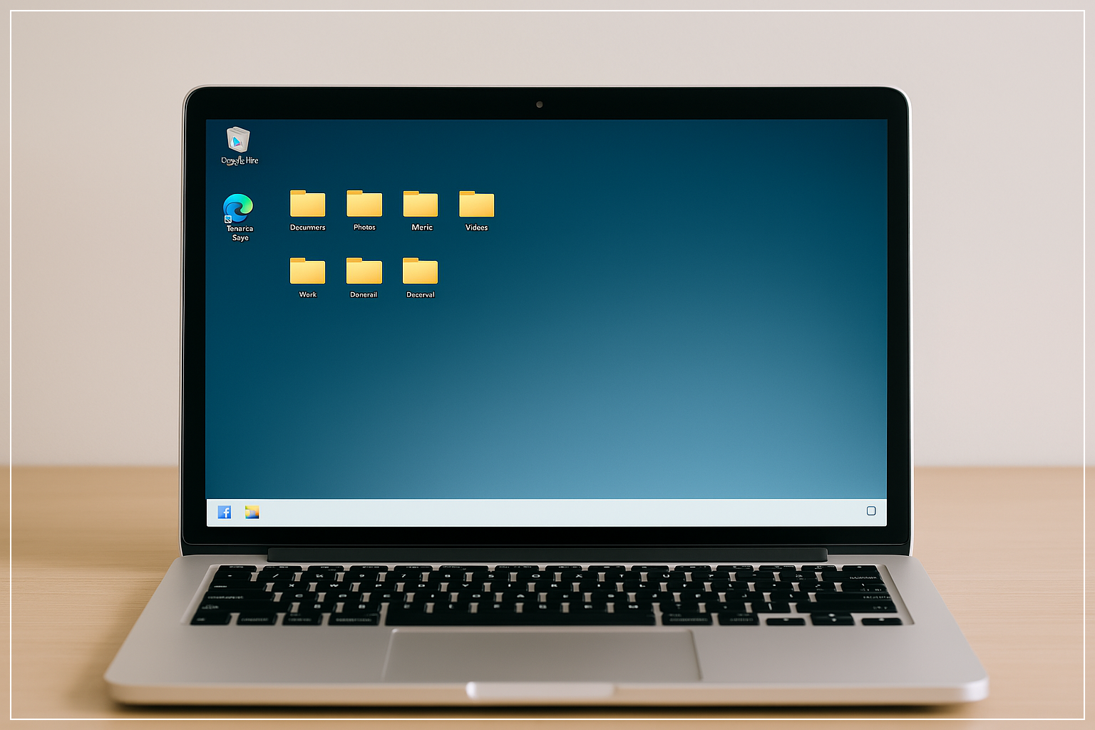 아이콘이 정돈된 노트북 화면 이미지