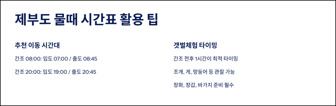 제부도 물때 시간표 활용 팁
