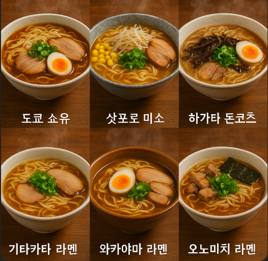 일본의 여러 지역별 라멘 소개
